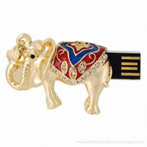 Jewelry elephant USB flash drives, 64MB-128GB capacity